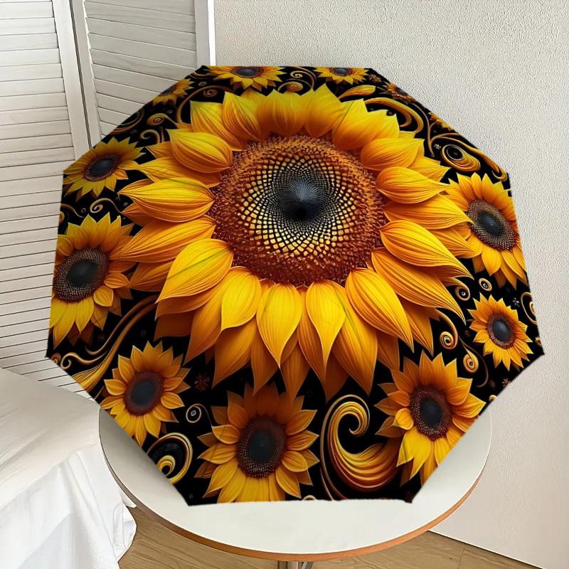 1PC sunflower pattern Automatic Open/Close Umbrella with Windproof, 8-Rib Sturdy Canopy, Durable Ribs, Fashionable Design,1298A
