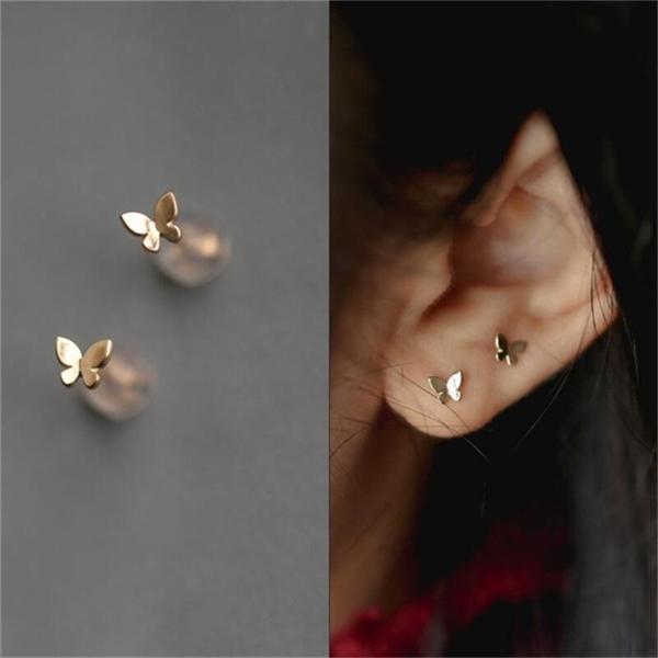 1 пара крошечных сережек, милые серьги-гвоздики в форме бабочки, модные женские очаровательные ювелирные изделия, подарки для нее