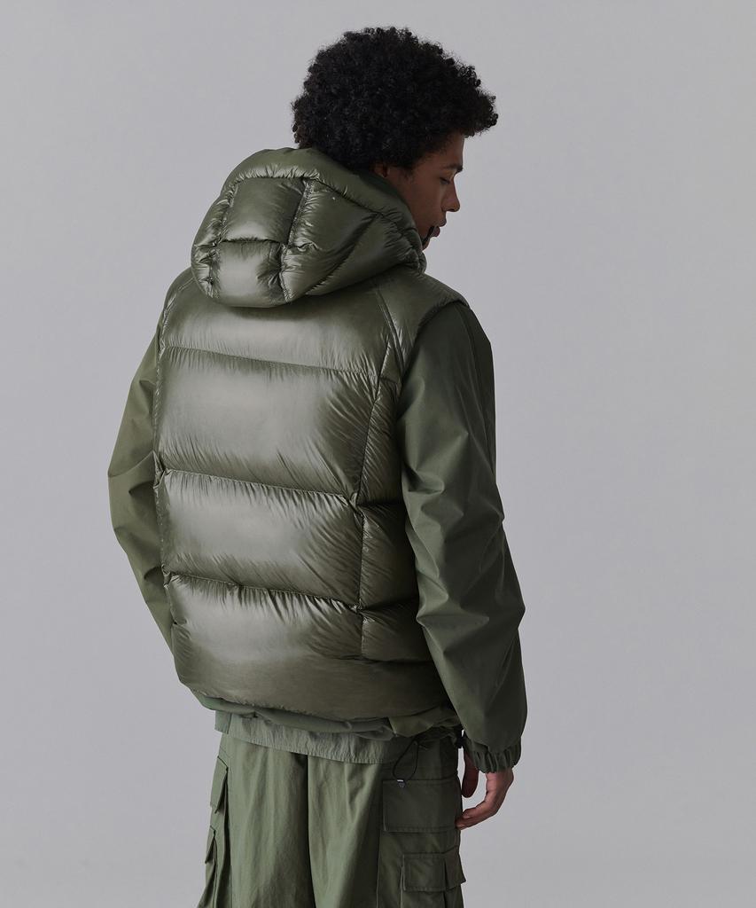 Musinsa Standard [City Leisure] Sheer Ripstop Hooded Down Padded Vest [Khaki]
