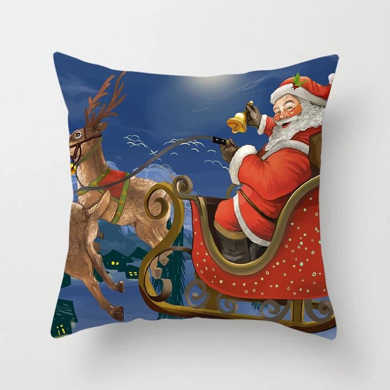 Рождественская наволочка, зимняя снежная сцена, наволочка с принтом Санта-Клауса, наволочка для гостиной, дивана, рождественское украшение для дома
