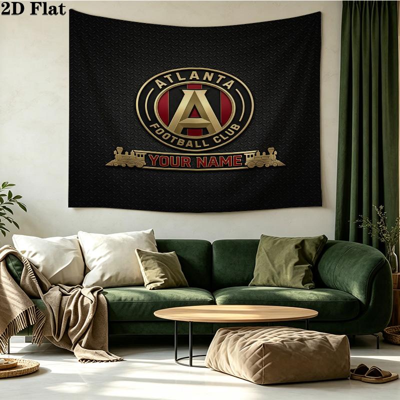 Custom Name Atlanta United FC Printed Tapestry – Wall Hanging for Bedrooms, Dorms, and Home Decor