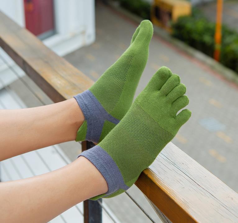 Невидимые спортивные носки с носком из хлопковой сетки, дышащие, однотонные, простые, впитывающие пот, для фитнеса, велосипеда, бега, походов, путешествий, 5-пальцевые носки до щиколотки