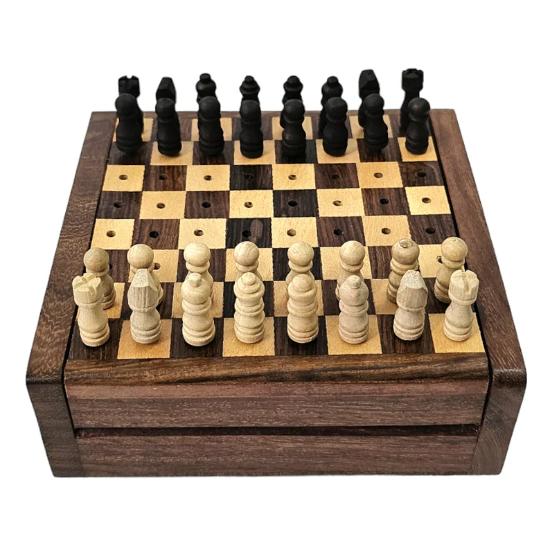 Мини-деревянные шахматы ручной работы ручной работы, винтажный шахматный набор для путешественников, старинная деревянная шахматная доска, уникальная мини-портативная копия шахматной доски