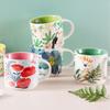 450ML Handmade Flower and Bird Pattern Design Ceramic Mug Coffee Cup Milk Mug Home Office Breakfast Oatmeal Cup Ceramic Tea Mug