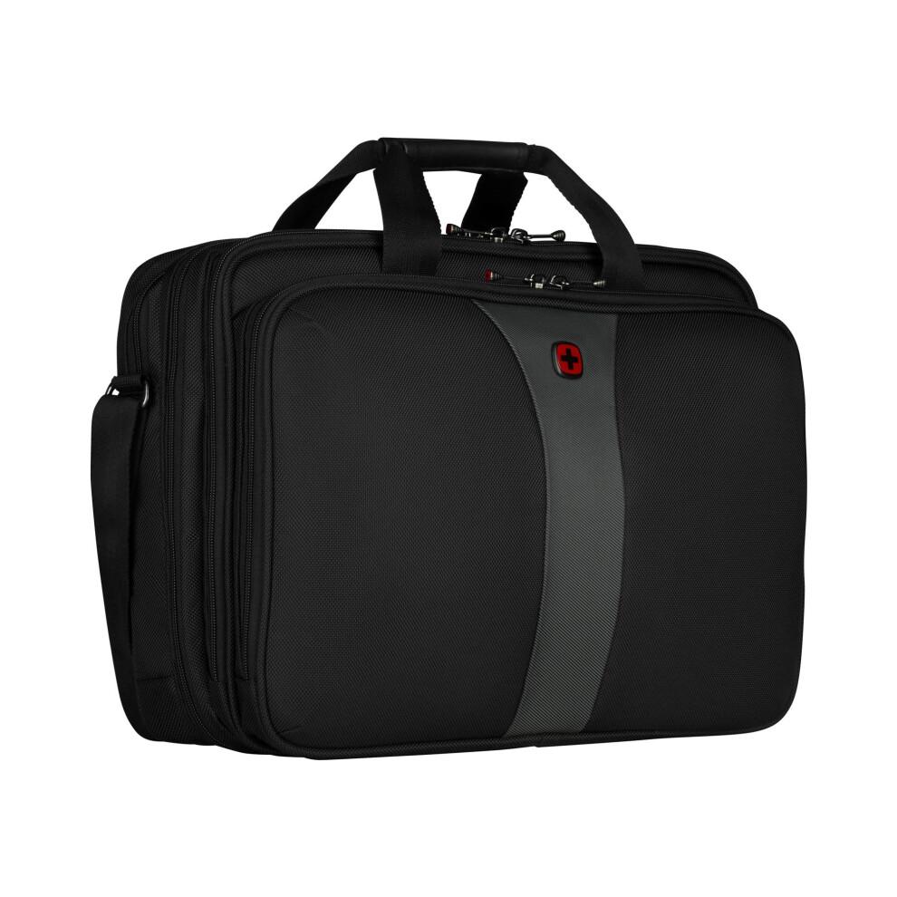 Wenger Legacy 600655, 17 Inch Laptop Case, with iPad/Tablet/eReader Pocket, 19 Litre, Business, School, Travel, Padded Laptop Compartment Black/Grey