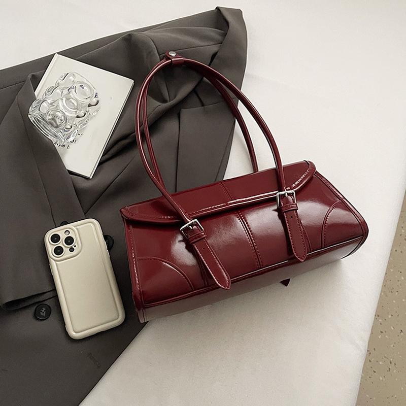 Сумка-подмышка из высококачественной бордовой кожи с масляной пропиткой, элегантная женская сумка через плечо с магнитной застежкой, универсальная женская сумка-тоут для通勤, KTY