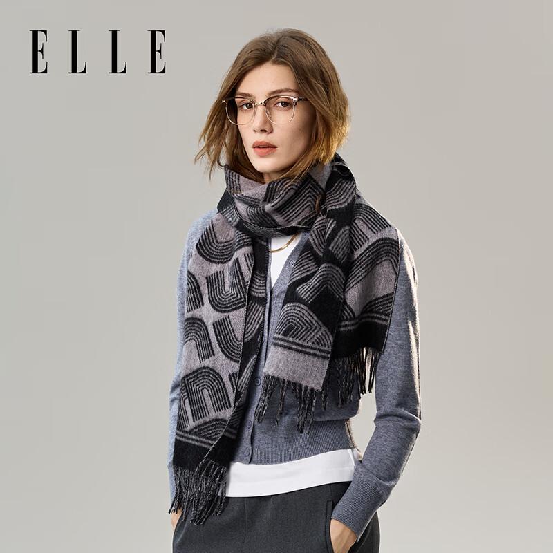 ELLE Women's 100% Pure Wool Double-Sided Scarf