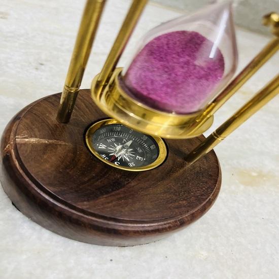 Морской подвесной песочный таймер в винтажном стиле с деревянной основой и компасом