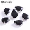 50Pcs/Pack Teardrop Shape Glitter Sewing Rhinestones Diamond Beads Ornament  For Needlework