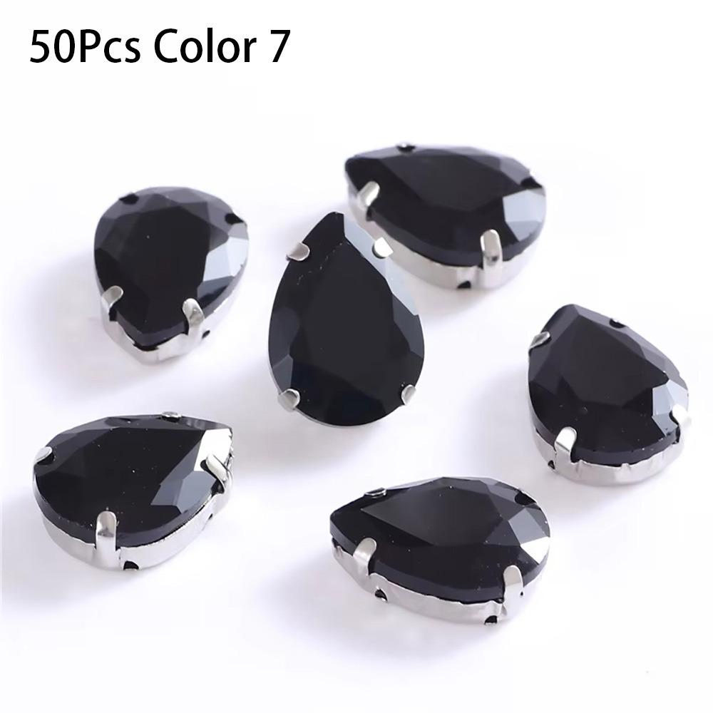 50Pcs/Pack Teardrop Shape Glitter Sewing Rhinestones Diamond Beads Ornament For Needlework