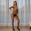 European & American Sexy Fishnet Stockings: Transparent Black Cutout Quick-Release Bodystocking