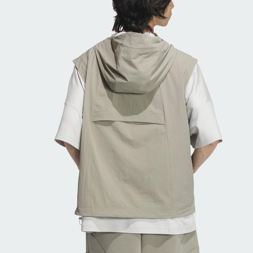 adidas Жилет Future Style Woven с капюшоном и застежкой-молнией, свободный крой, без рукавов, мужские жилеты, серебристо-светло-серый JL9961