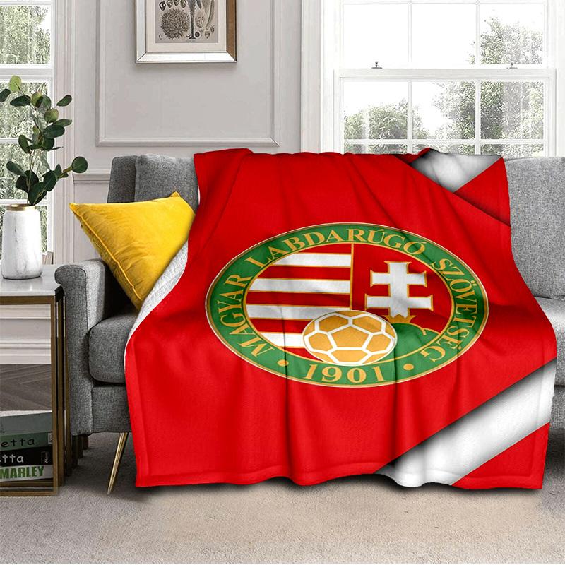 Hungarian Football Emblem Blanket Suitable for Sofas, Beds, Offices, And Camping - Perfect Gift for Halloween Christmas