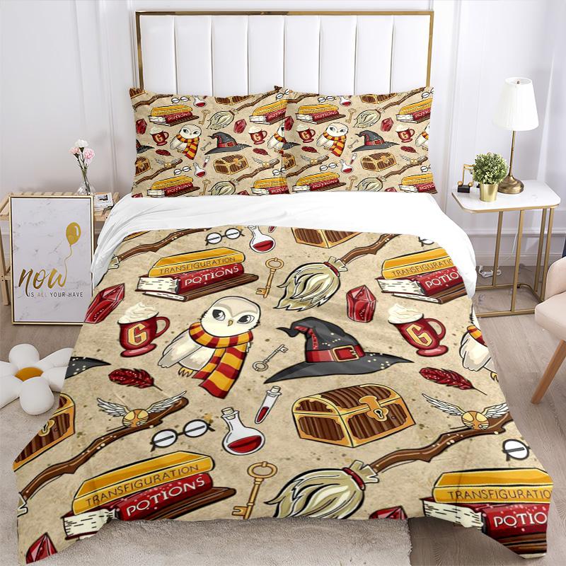 Wizard Magic Pattern Print 3Pcs Bedding Set,Duvet Cover with 2 Bedro,Pillowcase Home Birthday Gift