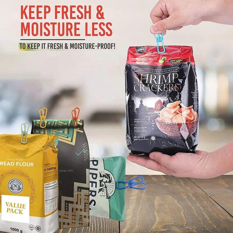 5 шт., зажим для запечатывания мини-сумок, портативный новый кухонный зажим для хранения еды, уплотнение для закусок, зажимы для мешков, зажим для герметика, металлический инструмент, кухонные аксессуары