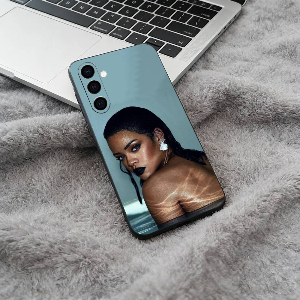 R-Rihanna-pop diva Black Soft Silicone Phone Case for Samsung Galaxy A73, A71, A72, A70, A53, A52, A51