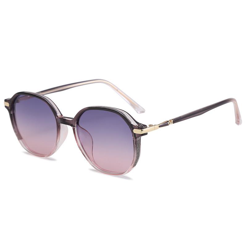 ins wind ultra-light sunglasses for women's high-end sense anti-ultraviolet large face glasses frame, thin trendy sunglasses