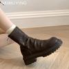 Женские ботильоны на платформе, массивные модные кожаные туфли 2025 года, новый тренд зимы, женские готические ботинки Chelsea Snow Botas, повседневные прогулочные туфли