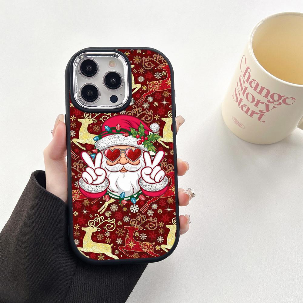 N109 С Новым годом, Рождественский дизайн, мягкие чехлы для телефонов Samsung S24 S23+ A15 A35 A54 Infinix Hot 40i Plating Frame Camera Protector Back Cover