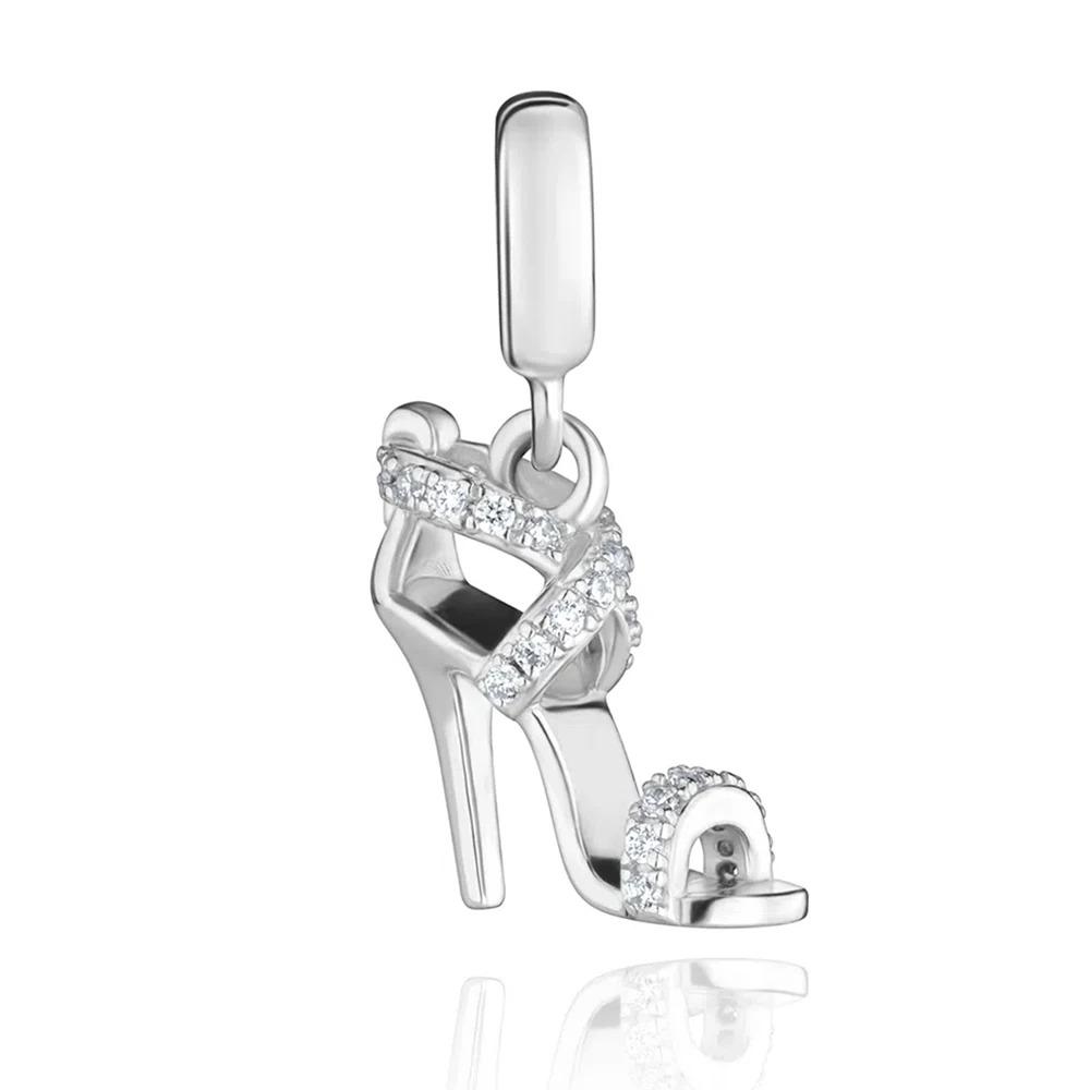 Pure Silver 925 Bracelet for Women Fashion Jewelry with High Heels Sandals Pendant Beads Charms