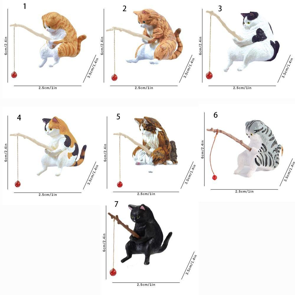Cute Cat Fishing Fish Tank Ornaments Creative Mini Kitten Fishing Ornament Aquarium Tanks Miniature Figurines Decoration
