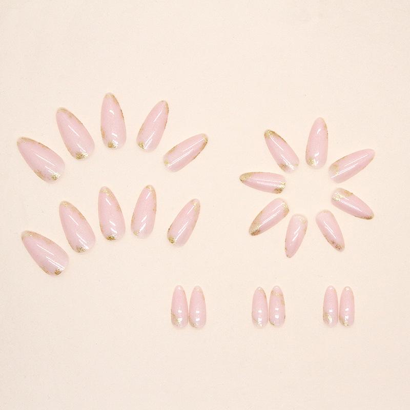 Простая пудра, прозрачная, минималистичный стиль, миндальный ноготь, блестящая золотая пудра, атмосфера, милый, носимый, готовый элемент для ногтей