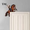 Wild Aesthetic Wall Hanging Western Horse Wooden Door Topper Decor, 2D Printed Rustic Frame Vintage Interior Wood Craft Ornament, Top Shelf Decoration