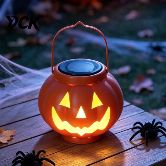 Weatherproof Fall Yard Lights Solar Pumpkin Lanterns, Waterproof Outdoor Halloween Light, Spooky Powered Lantern Hanging Orange for Garden Porch Decor