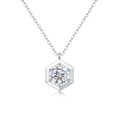 Серебряное ожерелье S925 с муассанитом, геометрическая подвеска, модные аксессуары на ключицу