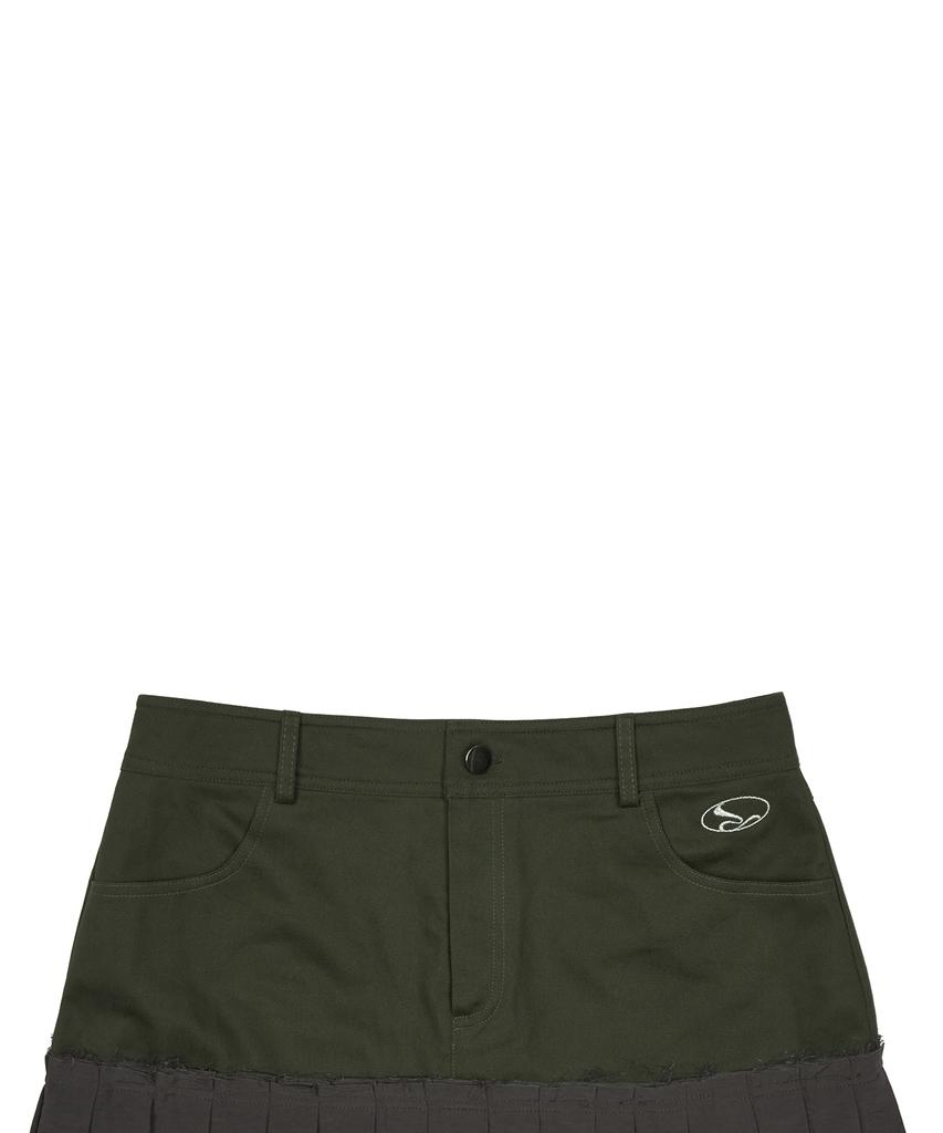 Love Is True Curved L Pleats Skirt(Khaki)