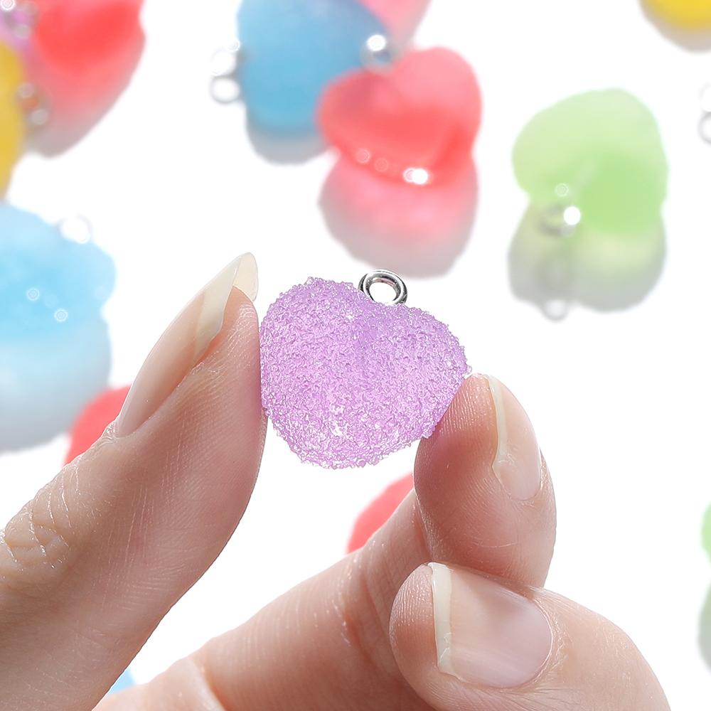 10pcs/lot Colorful Heart Shape Soft Candy Cute Charms Pendants For DIY Earrings Necklace Jewelry Accessories Findings