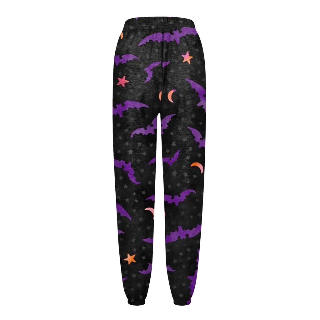 Women's Casual Fashion Halloween Printed Leisure Pants Sweatpants Trousers Drawstring Elastic Waist Drawstring Drawstring Pants