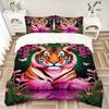 3pcs Tiger, Floral Duvet Cover Set, Cover For Bedroom Guest Room (1 Duvet Cover + 2 Pillowcase, Without Quilt),  yy250922110
