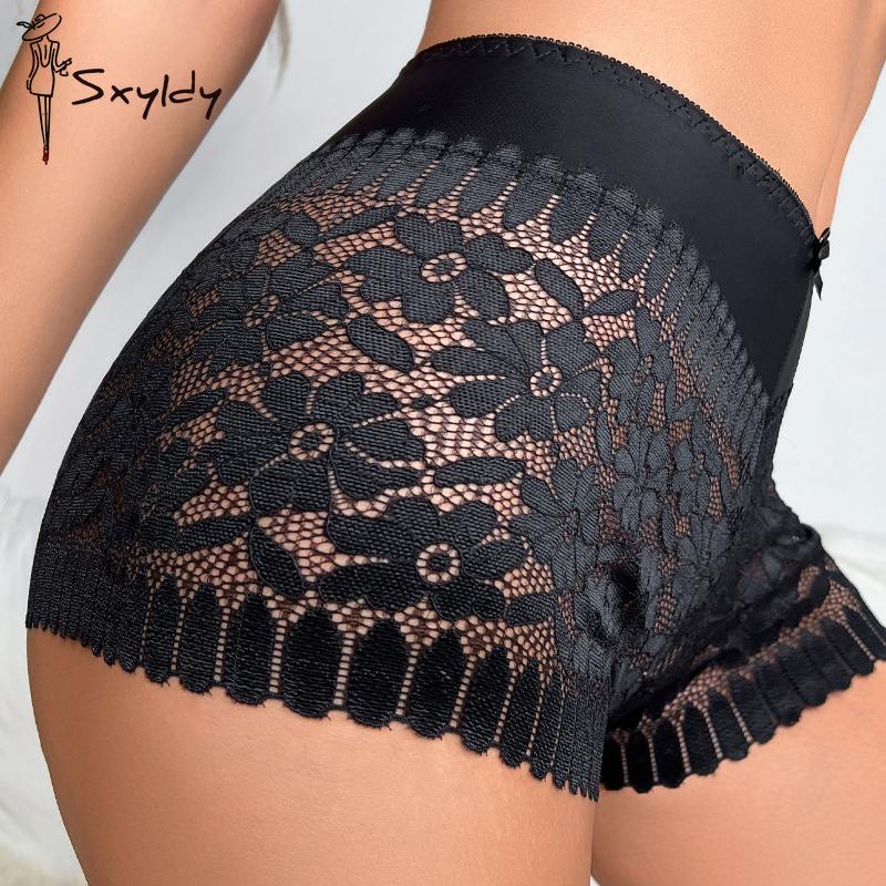 Женские сексуальные кружевные трусы-боксеры с открытой спиной, средней талией, дышащие прозрачные трусики для женщин