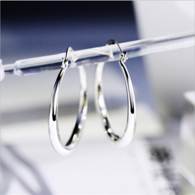 Dia. 33mm Gold Silver Color Hoop Dangle Earrings Cocktail Party Punk Jewelry 1 Pair MIT