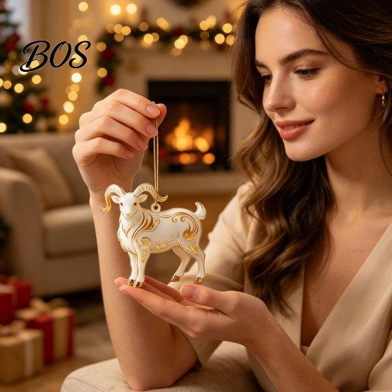 Artistic Pattern Holiday Pendant 2D Acrylic Goat Christmas Ornament, Cute Animal Sheep Hanging Decor for Translucent Gradient Ornament Tree,