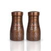 Pure Copper Bedroom Water Bottle with Inbuilt Glass, Hammered Antique Design Volume 900 Ml (Pack of 2)