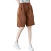 Women's Trendy Cotton Casual Loose-Fit Elastic Waist Shorts - Solid Color, Plus Size, Summer Style