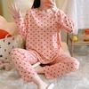 Cartoon Cute Patterned Long Sleeved Pajamas Set Female Spring Sleepwear Comfortable Cotton Round Neck Pajamas