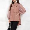 Stand Casual Women Collar Zanzea Seethrough Mesh Splice Nine Quarter Sleeve Elegant Blouse