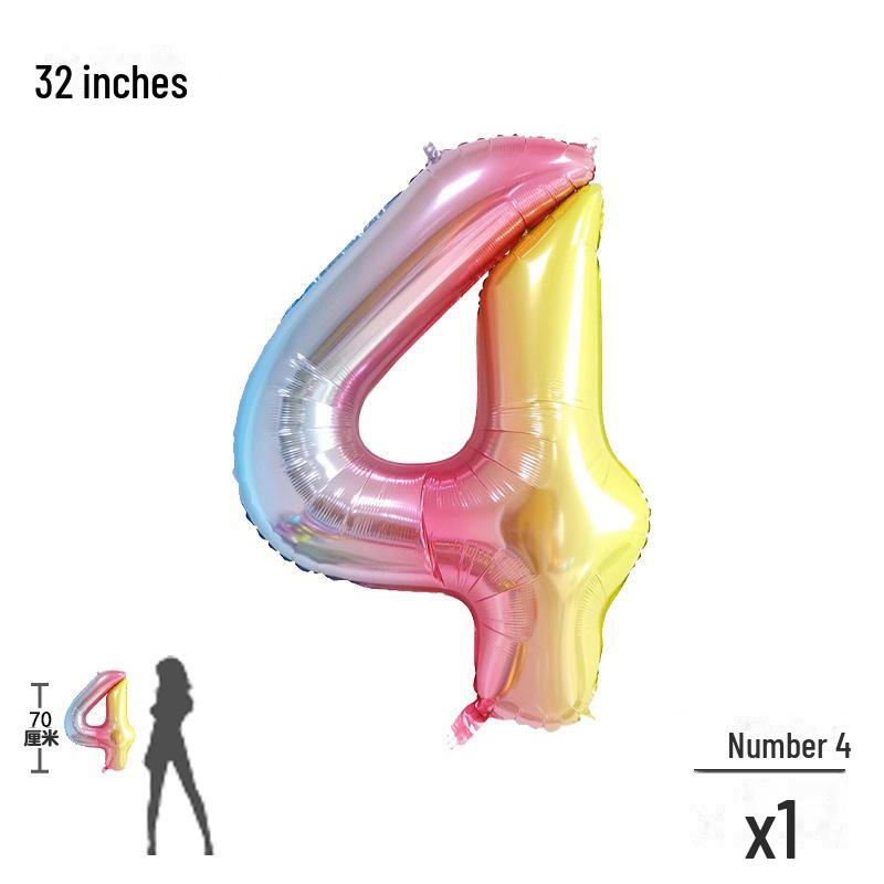 32-дюймовые градиентные цветные цифровые шары для украшения детского дня рождения