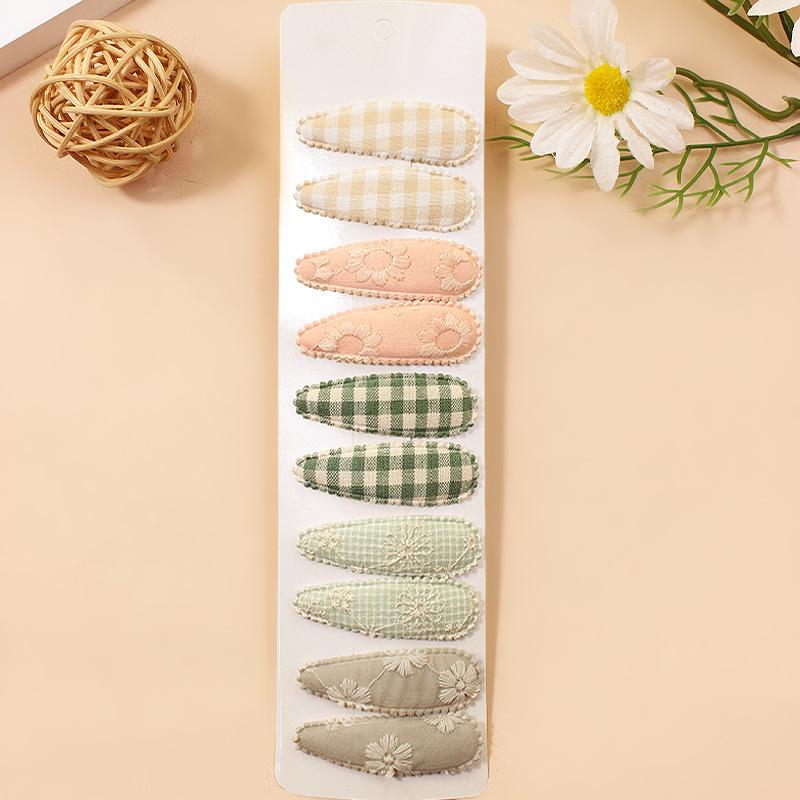 10 шт./компл., хлопковые заколки-бантики для волос с принтом для новорожденных, тканевые заколки в клетку, головные уборы для девочек, детские аксессуары для волос