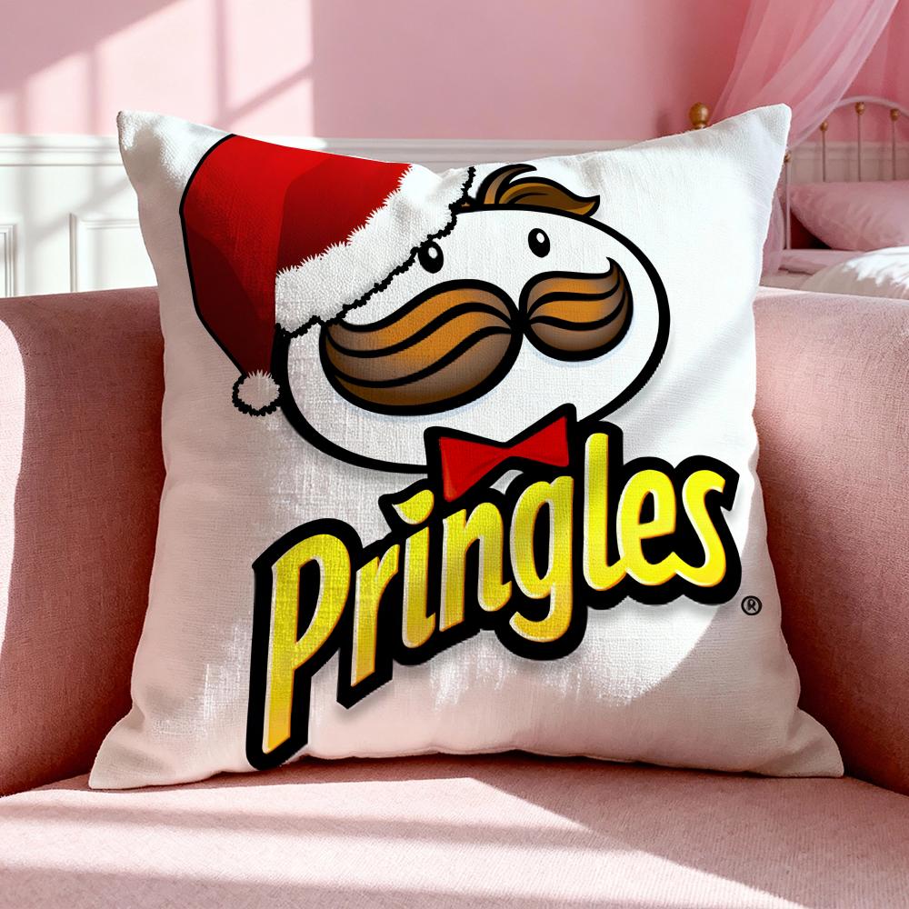 Snack PPringles Cushion Cover Breathable Linen Pillowcase Summer Odorless EcoFriendly Invisible Zipper Washable