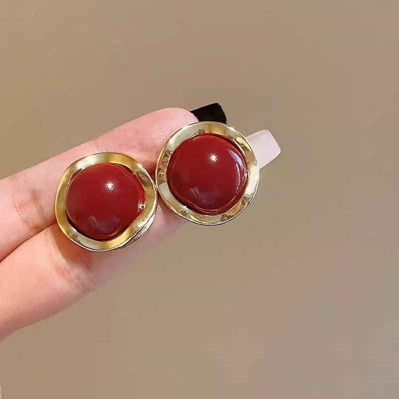 Серьги-клипсы в стиле 80-х в гонконгском стиле красного и синего цвета для непроколотых ушей – Высококлассные французские роскошные серьги-кольца