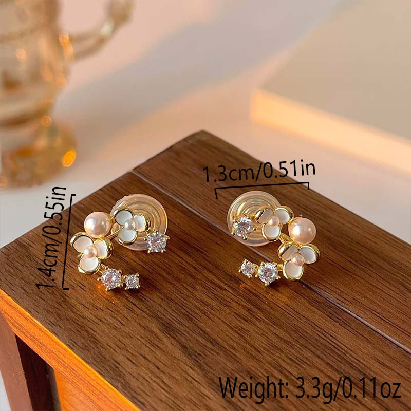 Изысканный масляный капельный жемчужный цветок тип c клипса для ушей простые не прокалываемые ювелирные аксессуары женская бижутерия для вечеринки подарок