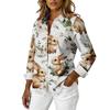 Women's  Easter Casual Printed Long-Sleeved Button-Up Shirt