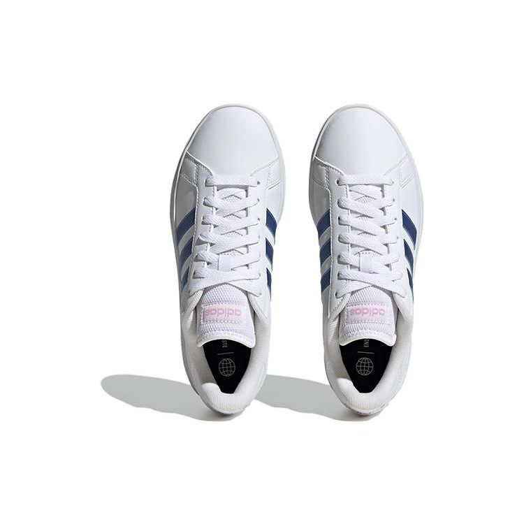 Adidas Neo Grand Court Base 2.0 Synthetic Leather Comfortable Versatile Slip-Resistant Durable Low-Top Skate Shoes Women Sneakers White Blue HP2591