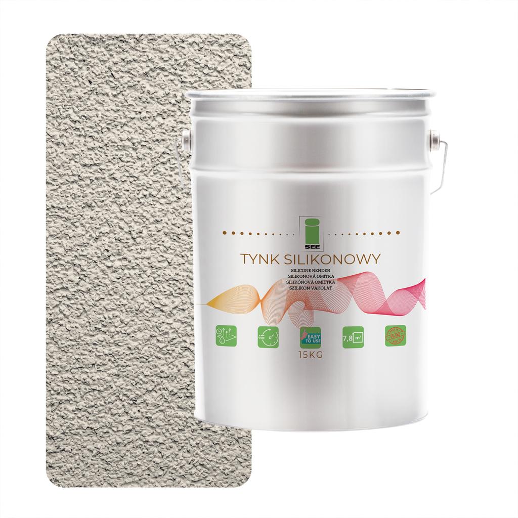 Tynk silikonowy elewacyjny zewnętrzny szary ciepły 1.5mm premium 15kg