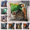 Pet Cartoon Animal Pillowcase Sofa Home Car Pillowcase Cute Watercolor Cat Cushion Cover Decoration