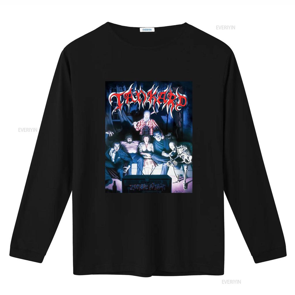 Tankard Zombie Attack T Shirt Retro Horror Band Design for Men Unique Rock Merch vintage Washed Casual Comfortable Stylish